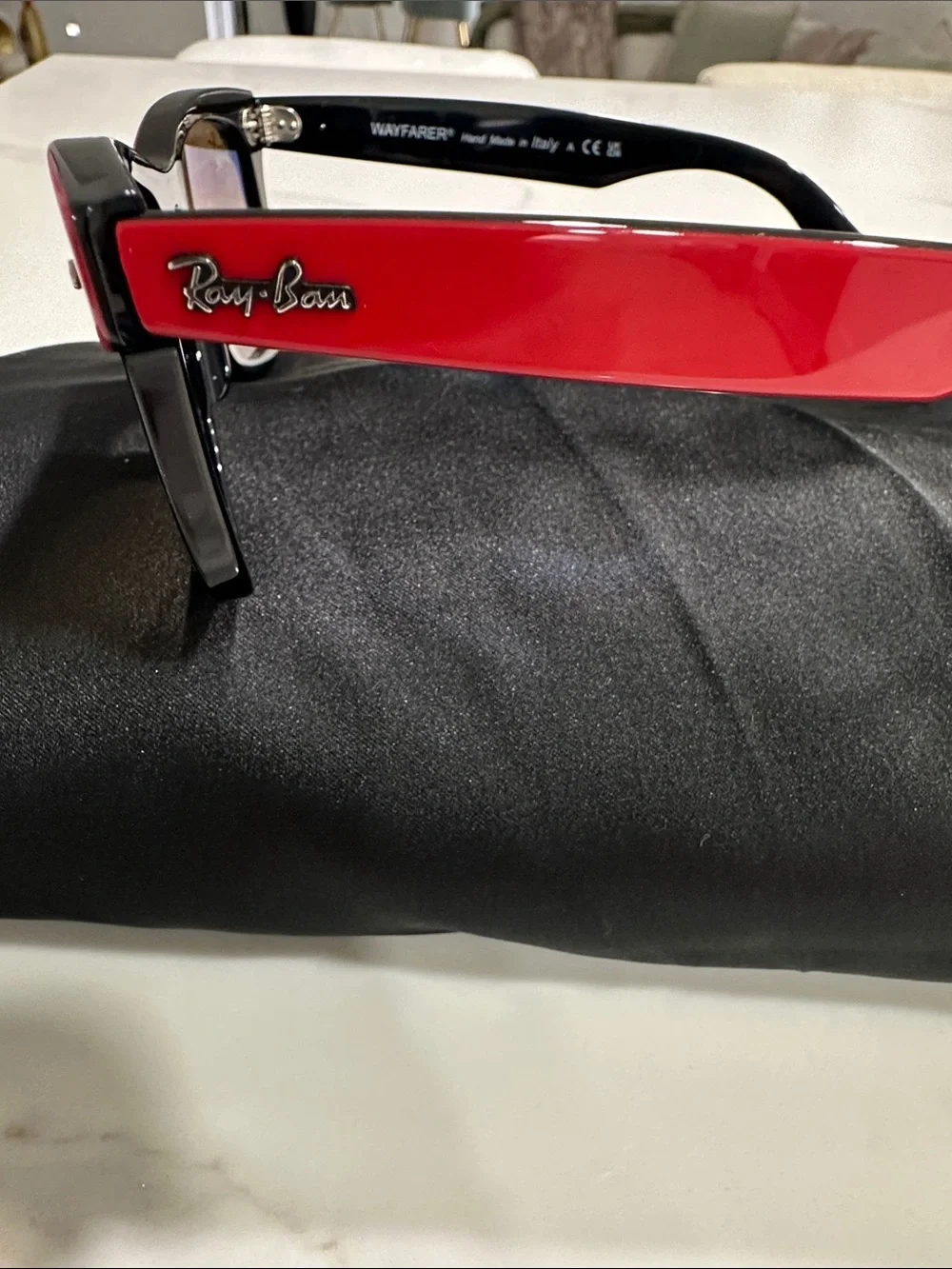 Ray-Ban Two-Tone Red and Black Wayfarer Sunglasses with Gradient Lenses